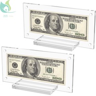 2 Pcs Dollar Bill Frame Acrylic Dollar Bill Holder with Base Double Sided Transparent Ticket Display