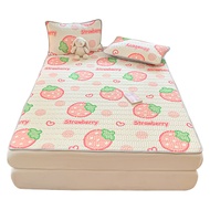 Ice Silk Latex Summer Mat Cartoon Soft Mat Winter and Summer Dual-Use Three-Piece Set Bed Sheets Dormitory Single Foldable Cool Mattress