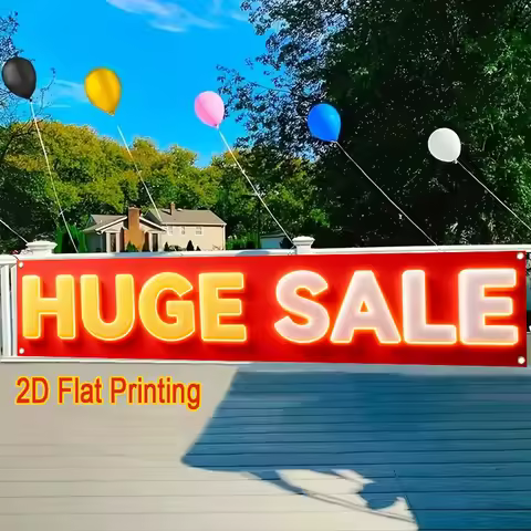 VIKAMA Big Sale Fence Banner Red Neon Style Outdoor Advertising Backdrop Discount Sign Shop Market H