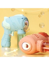 吹泡泡機一件裝兒童泡泡槍電動吹泡泡玩具帶燈光戶外吹泡泡機單孔產生泡泡,泡泡槍顏色有藍色和粉紅色可供選擇