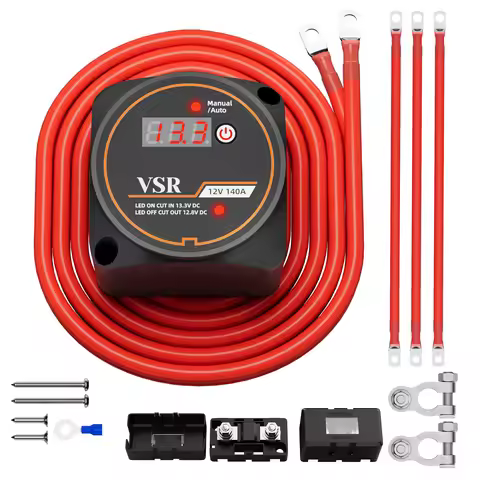 Smart Dual battery Isolator Kit with / Without LED Voltage Display 12V 140 Amp Waterproof VSR Car Se
