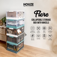 [HOUZE] 'FLERO' Collapsible 30L|42L|55L|90L|120L Storage Box With Wheels 6 Color - Container | Plast