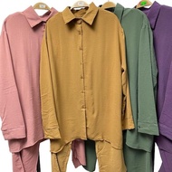 Woman Satu Set Baju Dengan Seluar Kain CEY Ready Stock