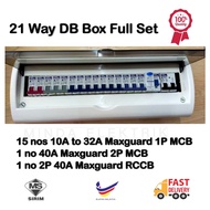 DB Box 21 way 40A (Full Set) Maxguard 1P MCB 10A -32A Distribution board [Customize service availabl