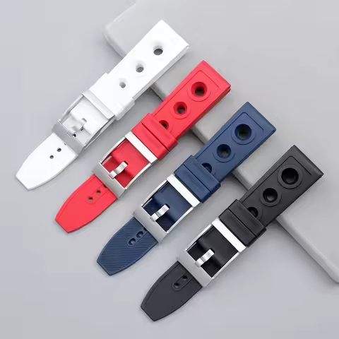 22mm FKM Soft Nature Fluoro Rubber Waterproof Watchband New For Breitling Strap For Navitimer Avenge