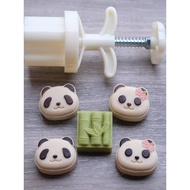月餅模具 mooncake mould 25g 50g Cetakan Pastri Bunga Panda Cetakan Kuih Bulan Daun Buluh yang ditekan de