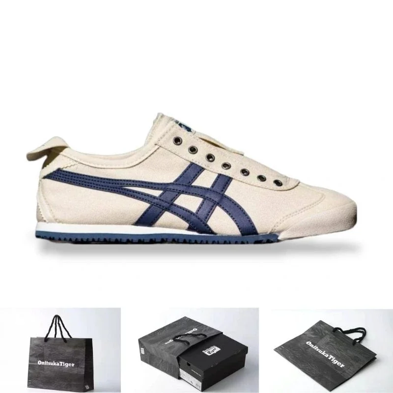 Sepatu Onitsuka Tiger 0riginal Unisex Mexico66 Slip-on Cream Navy