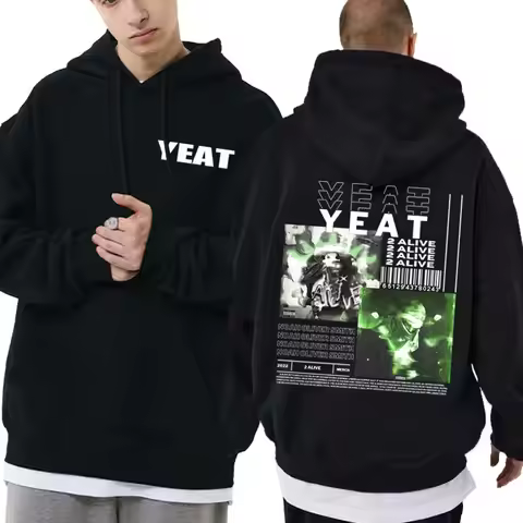 Rapper Yeat 2 Alive Music Album Graphic Hoodie Autumn Winter Men Women Hip Hop Oversized Sweatshirt 