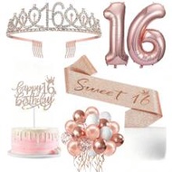 32Pcs Sweet 16 Birthday 13TH 10TH Birthday Decorations Including 16th Happy Birthday Cake Toppers, B