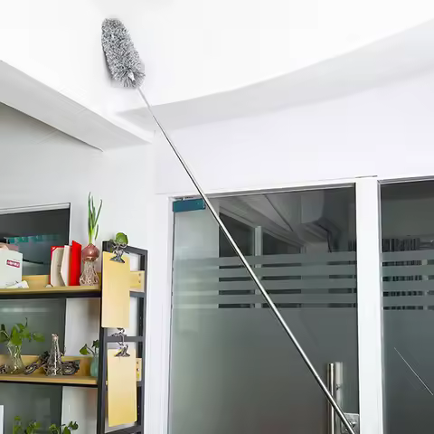 Electrostatic Extension Duster, 2.8M Long Reach Dusting Tool for Spider Web & Ceiling, Washable & Re