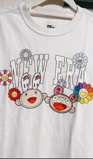 (99% NEW)(100% Real) New Era x Murakami 村上隆花花 聯名白色T恤