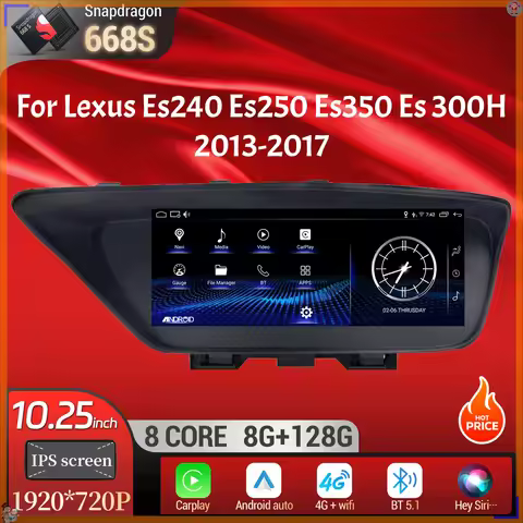 10.25" For Lexus Es240 Es250 Es350 Es 300H 2013-2017 Android 14 Car Radio Multimedia BT Carplay Snap