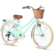 Missy 20" 24" 26" inch Girl Cruiser 6-Speed Hybrid City Bicycle for Youth Over 6 Years Old with Wick