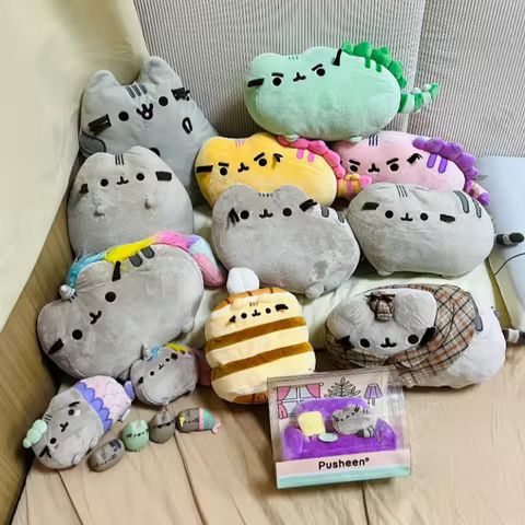Kawaii Chocolate Cookie Fat Cat Plushie Soft Stuffed Animal Pillow Cat Sandwich Biscuits Ice Cream D