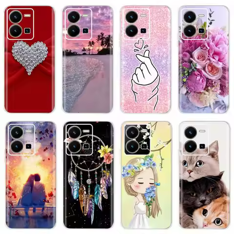 For Vivo Y35 Case Cute Painted Cover Silicone Soft Fundas Phone Protector Shell For Vivo Y35 Y 35 Vi