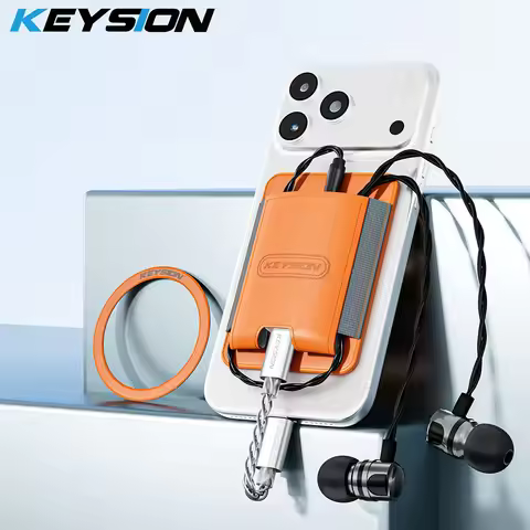 KEYSION Magnet Card Holder Elastic Leather Case for Magsafe for iPhone 17 16 DAC Headphone Amplifier