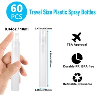 Acrux7 60PCS 10 ml Spray Bottle, Mini Perfume Bottle Empty Fine Mist Sprayer, Refillable Spray Bottl
