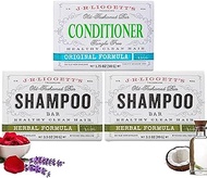 J.R.LIGGETT'S Herbal Formula Shampoo Bar and Conditioner Bar 3-Pack, All-Natural, Plant-Based Solid 