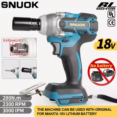 Snuok Batteryless Charger 280N.M Brushless Electric Wrench 1/2'' 1/4'' Home DIY Car Repair Tool for 