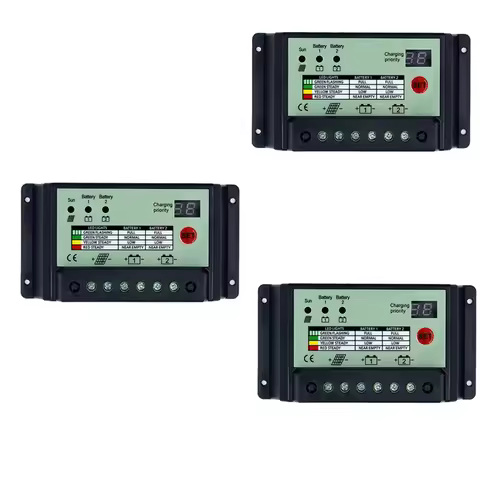 Dual Battery Solar Charge Controller System Batteries Power Panel Regulator Charger PWM 12V 24V (10A