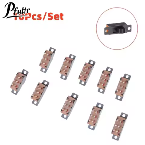 10Pcs/Set High Quality 2 Position DPDT 2P2T Panel Mount Vertical Slide Switch 6 Pin 0.5A 50V DC