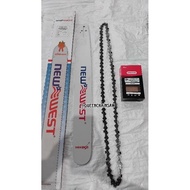 1 SET NEW WEST 24 INCH GUIDE BAR PACKAGE AND 72X40T OREGON CHAINSAW NEW CHAIN