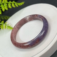 高品質 粉色碧璽手鐲 60MM 玉化閃片飄紫電氣石手環 辟邪富貴幸運