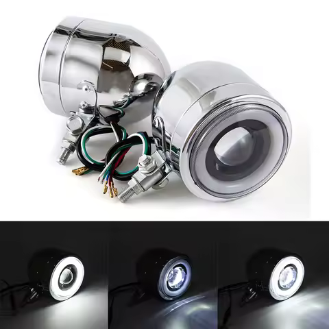 Motorcycle Chrome Retro Headlight 12V Front Headlamp Dual Sport Dirt Bike For DR RM 250 CB600 CB900F