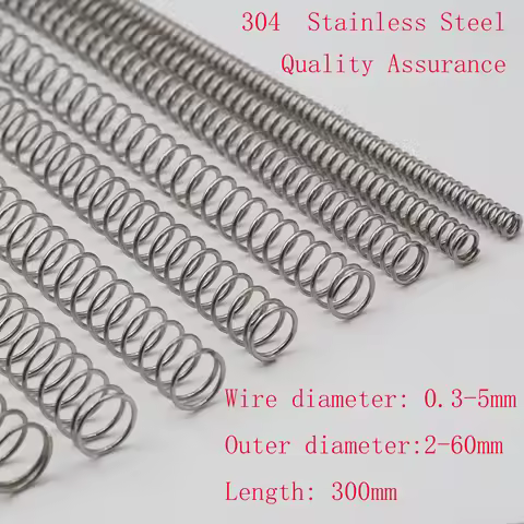 304 Stainless Steel Length 300mm 1pcs Compression Spring Wire Diameter 0.3-1.2mm Outer Diameter 2-16