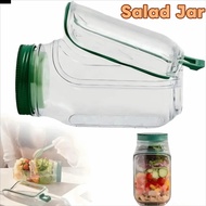 ANTIONE Leakproof Salad Jar, Transparent with Side Opening Salad Container, Salad Box Plastic Portab