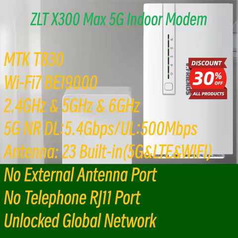 Unlocked TOZED ZLT 5G Indoor CPE X300 MAX WiFi 7 BE19000 Wireless Router 2.5G/5G RJ45 Port 5G Sim Ca