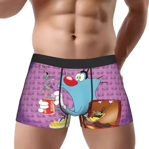 Oggy and the Cockraches Underpants Homme Panties Man Underwear Print Shorts Boxer Briefs