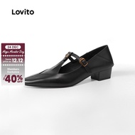 Lovito Vintage Boat Shoes Retro Commute All Seasons Black Boat Shoes for Women LFA85013 Lovito Sanda