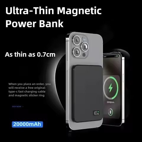 Ultra Thin Magnetic Power Bank 20000mAh Wireless Charging External Battery 20W Fast Charging for IPh