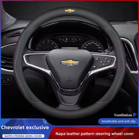 38cm Nappa Leather Anti Slip Car Steering Wheel Cover For Chevrolet Spark Captiva Cruze Malibu Equin