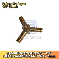 Y CONNECTION Nepel 1/4 Inch BRASS HOSE CONNECTION 3 Way Y CONNECTOR