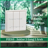 Schneider PIENO 3 Gang 2 Way Switch, White (Hotel Switch)