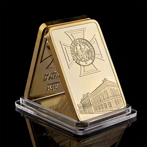 German Eagle Golden Collectible Bar 1Ounce Deutsche Iron Cross Bar 1OZ Germany Gold Plated Souvenir 