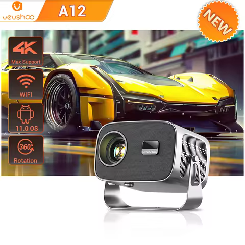VEVSHAO A12 Projector Mini Portable LED Video Android 13.0 WIFI 6 Mirror SmartPhone for 1080P 4K Vid