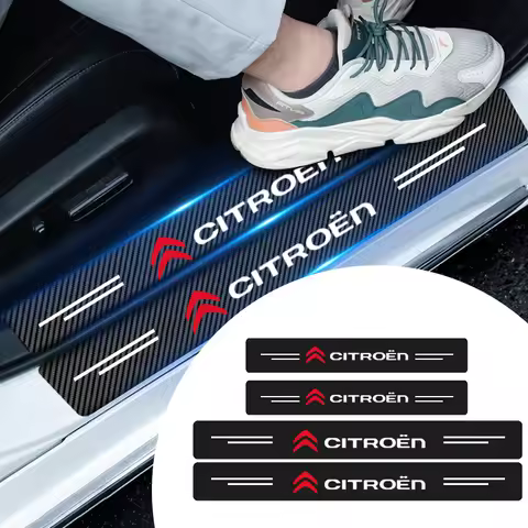 Car Door Plate Carbon Fiber Threshold Protector Sticker Car Styling For Citroen C1 C2 C3 C4 C5 C6 C8