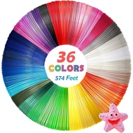 36 Colors PLA Filament 3D Pen Refills, 5M Each Color (591 Feet Total), PLA Filament for 3D Pen 1.75m