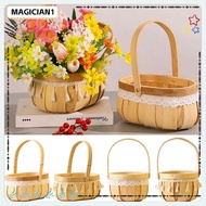 MAGICIAN1 Flower Arrangement Basket, Sturdy Lace Tassel Braid Flower Baskets, Creative with Handle Wood Picnic Packaging Gift Basket Flower Shop
