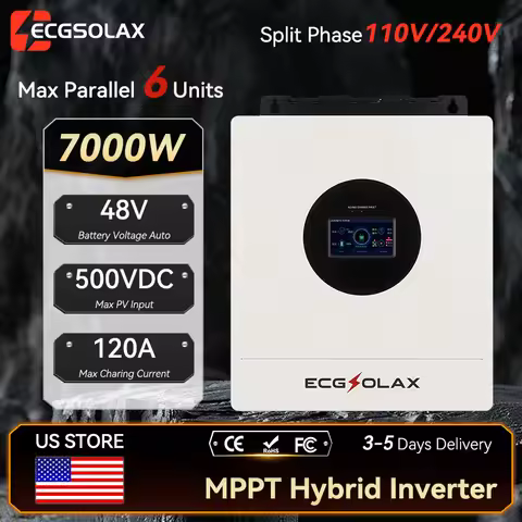 ECGSOLAX 7KW Hybrid Solar Inverter Split-Phase 120V 240V 48V Pure Sine Wave Hybrid Inverter With MPP