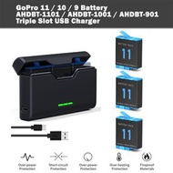 全新 GoPro 12/11/10/9 AHDBT-1101 代用電池已解碼便攜纖薄三插槽USB充電器 Brand New GoPro 12/11/10/9 AHDBT-1101 Replacemen