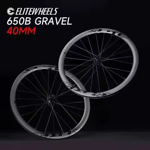 ELITEWHEELS 650B Gravel Wheelset Road Disc Carbon Wheels 40x32mm Tubeless Ready Ceramic Bearing / Ra