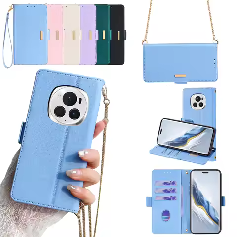 For Honor Magic 6 Lite Crossbody Case Fashion Leather Wallet Cover for Honor Magic 6 5 4 Pro 5 Lite