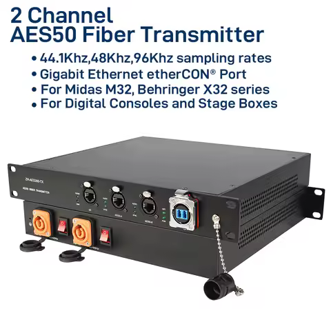 2 Channel AES50 Fiber Extender with 1+1 Redundant Fiber Backup 10KM Single-Mode Dual etherCON 44.1/4