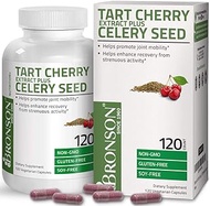 Bronson Tart Cherry Extract + Celery Seed Capsules - Powerful Uric Acid Cleanse, Joint Mobility Support &amp; Muscle Recovery Supplement - Non GMO Formula, 120 Vegetarian Capsules