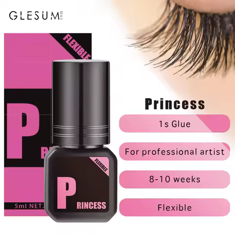 Glesum Eyelash Glue Clear Princess 1s Dry Oil And Water Resistant Retention Time 7-9 Weeks Soft Eyel