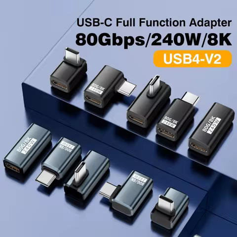 USB4 V2 90 Degree Type C Angle Adapter 80Gbps Thunderbolt 5 4 3 Elbow Adapter 240W USB-C Cable Conne